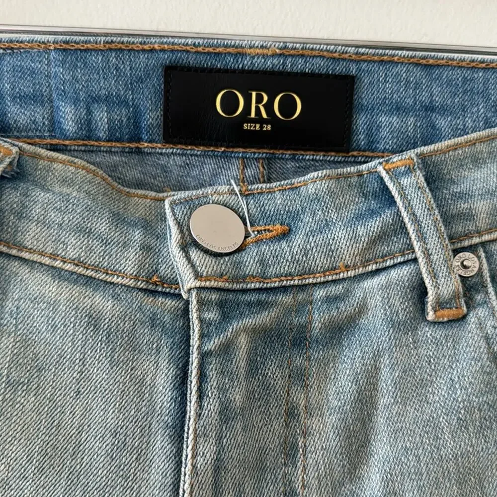 Oro Los Angeles Mecanico Skinny Jeans Distressed Zip Hem Men’s 28x32